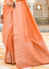 Load image into Gallery viewer, Cantaloupe Orange Woven Georgette Silk Saree