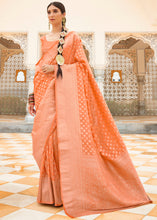 Load image into Gallery viewer, Cantaloupe Orange Woven Georgette Silk Saree