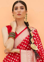 Load image into Gallery viewer, Rose Red Woven Georgette Silk Saree