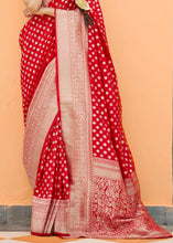 Load image into Gallery viewer, Rose Red Woven Georgette Silk Saree