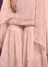 Load image into Gallery viewer, Crepe Pink Georgette Sharara Suit with Thread, Sequins &amp; Khatli work