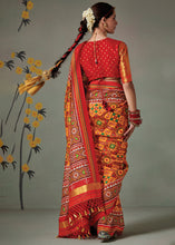 Carica l'immagine nel visualizzatore Galleria,Yellow &amp; Red Patola Printed Tussar Silk Saree