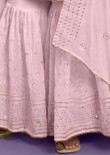 Load image into Gallery viewer, Lemonade Pink Georgette Sharara Suit with Thread, Sequins &amp; Khatli work