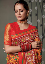 Carica l'immagine nel visualizzatore Galleria,Yellow &amp; Red Patola Printed Tussar Silk Saree
