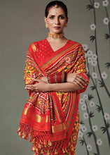 Carica l'immagine nel visualizzatore Galleria,Yellow &amp; Red Patola Printed Tussar Silk Saree