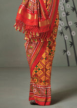 Carica l'immagine nel visualizzatore Galleria,Yellow &amp; Red Patola Printed Tussar Silk Saree