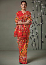 Carica l'immagine nel visualizzatore Galleria,Yellow &amp; Red Patola Printed Tussar Silk Saree