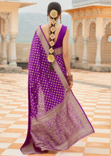 Load image into Gallery viewer, Byzantine Purple Woven Georgette Silk Saree