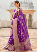 Load image into Gallery viewer, Byzantine Purple Woven Georgette Silk Saree