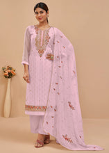 Load image into Gallery viewer, Lavender Purple Georgette Salwar Suit with Thread, Khatli &amp; Sequence work