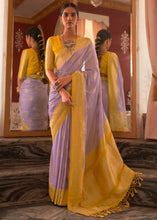 Load image into Gallery viewer, Amethyst Purple Zari Woven Georgette Saree with Contrast Border &amp; Blouse