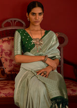 Load image into Gallery viewer, Shades Of Green Zari Woven Georgette Saree