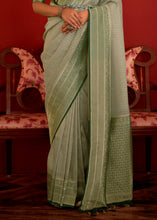 Load image into Gallery viewer, Shades Of Green Zari Woven Georgette Saree
