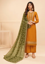 Load image into Gallery viewer, Apricot Orange Georgette Salwar Suit with Zari, Thread, Khatli &amp; Sequence work