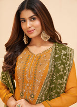 Load image into Gallery viewer, Apricot Orange Georgette Salwar Suit with Zari, Thread, Khatli &amp; Sequence work