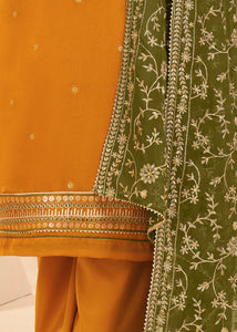 Apricot Orange Georgette Salwar Suit with Zari, Thread, Khatli & Sequence work