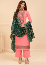 Load image into Gallery viewer, French Pink Georgette Salwar Suit with Zari, Thread, Khatli &amp; Sequence work