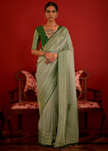 Load image into Gallery viewer, Shades Of Green Zari Woven Georgette Saree