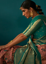 Load image into Gallery viewer, Dark Peach Pink Tussar Silk Saree with kalamkari Print