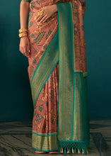 Load image into Gallery viewer, Dark Peach Pink Tussar Silk Saree with kalamkari Print
