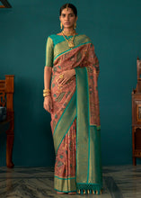 Load image into Gallery viewer, Dark Peach Pink Tussar Silk Saree with kalamkari Print