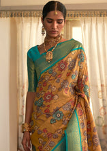 Load image into Gallery viewer, Blonde Yellow Tussar Silk Saree with kalamkari Print