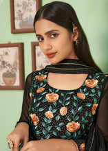 Load image into Gallery viewer, Pebble Black Georgette Salwar Suit with Multi Colour Thread Embroidery &amp; Sequence work