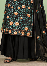Load image into Gallery viewer, Pebble Black Georgette Salwar Suit with Multi Colour Thread Embroidery &amp; Sequence work