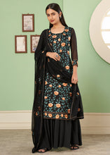 Load image into Gallery viewer, Pebble Black Georgette Salwar Suit with Multi Colour Thread Embroidery &amp; Sequence work