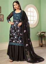 Load image into Gallery viewer, Midnight Black Georgette Salwar Suit with Multi Colour Thread Embroidery &amp; Sequence work