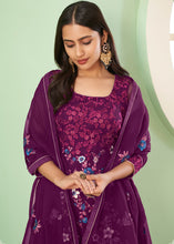 Load image into Gallery viewer, Byzantine Purple Georgette Salwar Suit with Multi Colour Thread Embroidery &amp; Sequence work