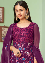 Load image into Gallery viewer, Byzantine Purple Georgette Salwar Suit with Multi Colour Thread Embroidery &amp; Sequence work