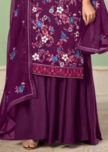 Load image into Gallery viewer, Byzantine Purple Georgette Salwar Suit with Multi Colour Thread Embroidery &amp; Sequence work