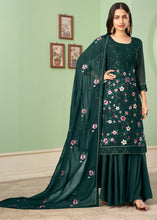 Load image into Gallery viewer, Sacramento Green Georgette Salwar Suit with Multi Colour Thread Embroidery &amp; Sequence work