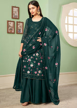 Load image into Gallery viewer, Sacramento Green Georgette Salwar Suit with Multi Colour Thread Embroidery &amp; Sequence work
