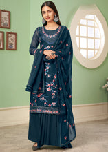 Load image into Gallery viewer, Space Blue Georgette Salwar Suit with Multi Colour Thread Embroidery &amp; Sequence work
