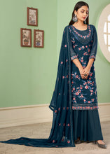 Load image into Gallery viewer, Space Blue Georgette Salwar Suit with Multi Colour Thread Embroidery &amp; Sequence work