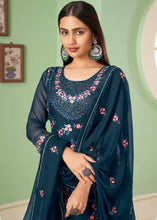 Load image into Gallery viewer, Space Blue Georgette Salwar Suit with Multi Colour Thread Embroidery &amp; Sequence work
