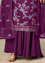 Load image into Gallery viewer, Lollipop Purple Georgette Salwar Suit with Multi Colour Thread Embroidery &amp; Sequence work