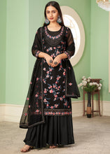 Load image into Gallery viewer, Pitch Black Georgette Salwar Suit with Multi Colour Thread Embroidery &amp; Sequence work