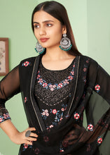 Load image into Gallery viewer, Pitch Black Georgette Salwar Suit with Multi Colour Thread Embroidery &amp; Sequence work