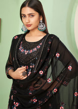 Load image into Gallery viewer, Pitch Black Georgette Salwar Suit with Multi Colour Thread Embroidery &amp; Sequence work