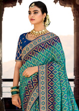 Load image into Gallery viewer, Teal Blue Woven Dola Silk Saree with Embroidered Blouse