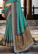 Load image into Gallery viewer, Teal Blue Woven Dola Silk Saree with Embroidered Blouse