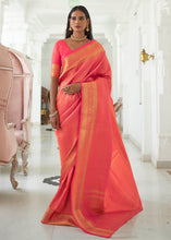 Load image into Gallery viewer, Neon Pink Woven Kanjivaram Silk Saree