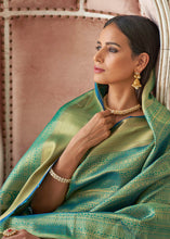 Load image into Gallery viewer, Caribbean Green Woven Kanjivaram Silk Saree