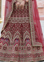 Carica l&#39;immagine nel visualizzatore Galleria,Maroon Red Velvet Lehenga Choli Having Heavy Embroidery &amp; Hand work: Bridal Edition