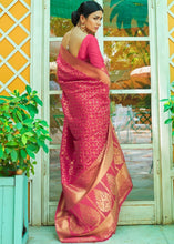 Load image into Gallery viewer, Ruby Pink Woven Banarasi Brocade Silk Saree
