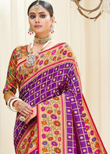 Load image into Gallery viewer, Irish Purple Woven Paithani Banarasi Silk Saree with Butti Overall