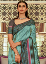 Load image into Gallery viewer, Blue &amp; Pink Designer Silk Saree